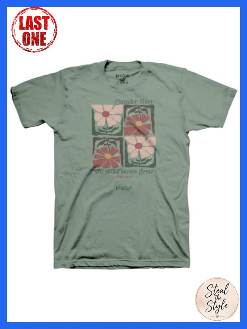 Christian Wildflowers Graphic T-Shirt Cotton Crewneck Short Sleeve